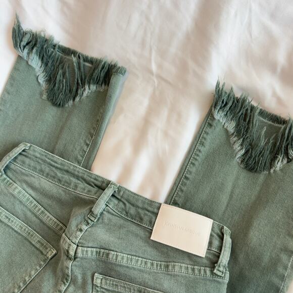 Jonathan Simkhai Straight Leg Denim Jeans Army Green Women’s Size 28 - Picture 3 of 6